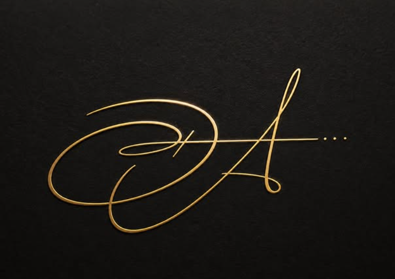 Monograma dourado, letra A estilizada