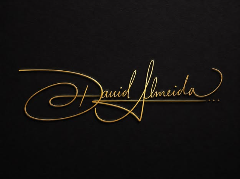 Assinatura dourada de David Almeida